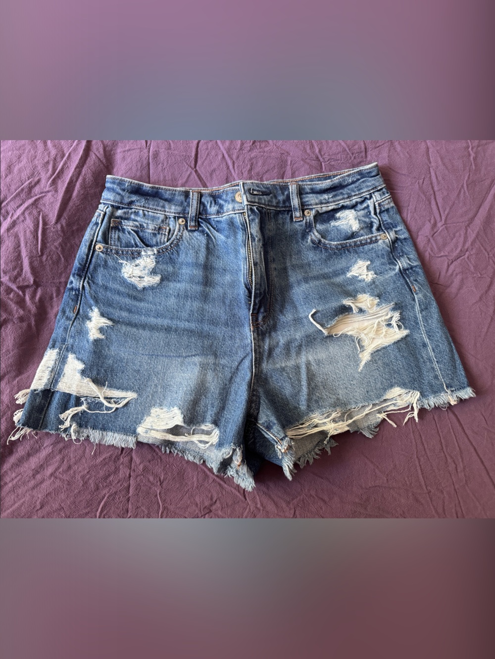 American Eagle Outfitters Distressed Denim Shorts - Blue